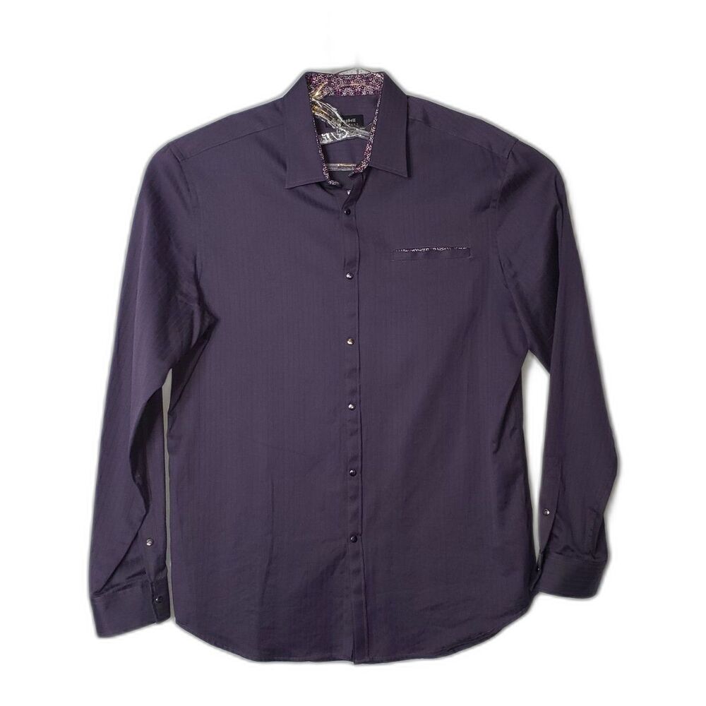 J. CAMPBELL Purple Fitted Button Up Dress Shirt Mens Size XL